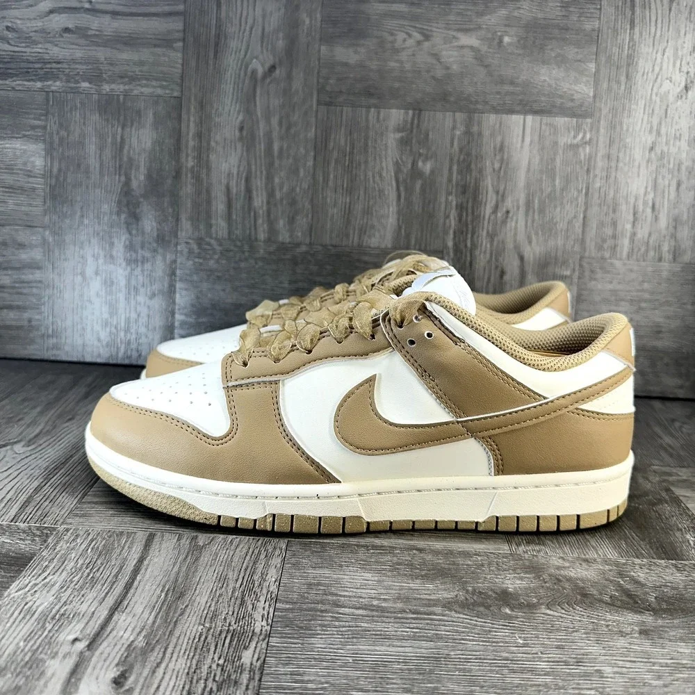 Nike Dunk Low Womens 10 Beige White Leather Ribbon Laces NEW IB7311-101